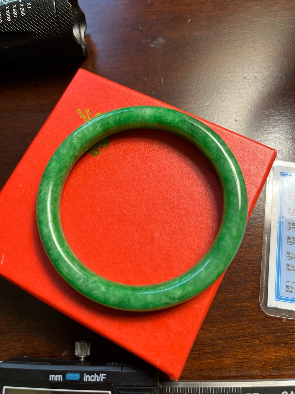 Certified Grade A Green 59mm Burma Jade jadeite Circle Bangle Bracelet 952422